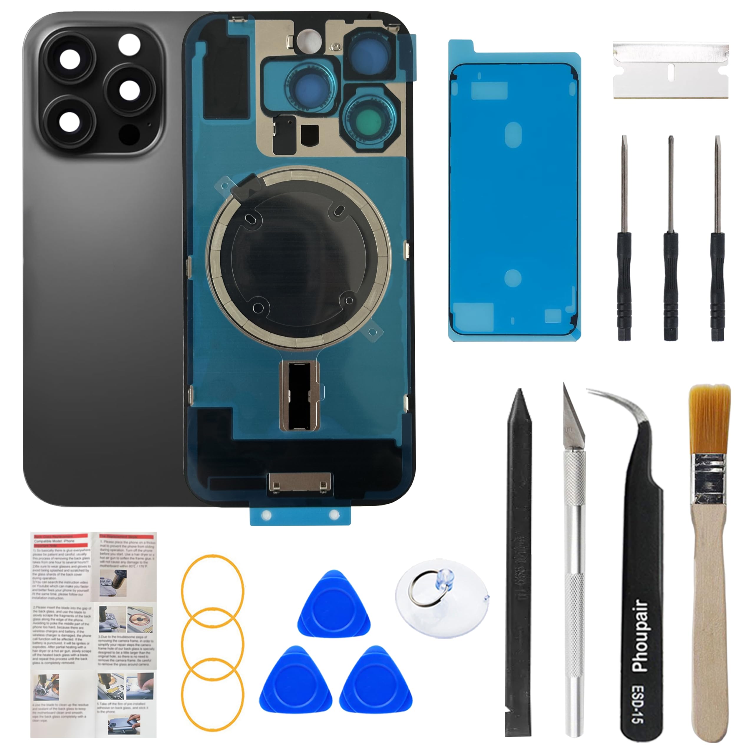 Amazon.co.jp: Phoupair OEM バックガラス 交換用 iPhone 16 pro 6.3